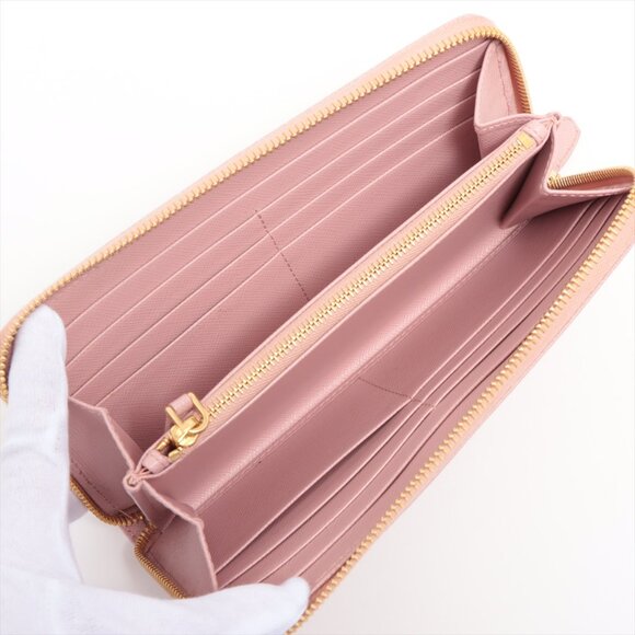 SOLD OUT Prada Saffiano Metal 1ML506 Leather Round-Zip-Wallet Pink - Picture 4 of 9